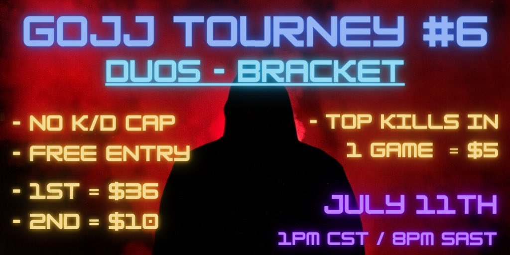 GrandmasterGojj's tweet image. Reminder of the FREE Cash Prize tournament on this Saturday!! Bracket style Warzone Duos tourney! See details below. For full ruleset and registration, join the discord (pinned Tweet). GLHF!

#warzone #codtourney #modernwarfare #warzonetourney #tournament