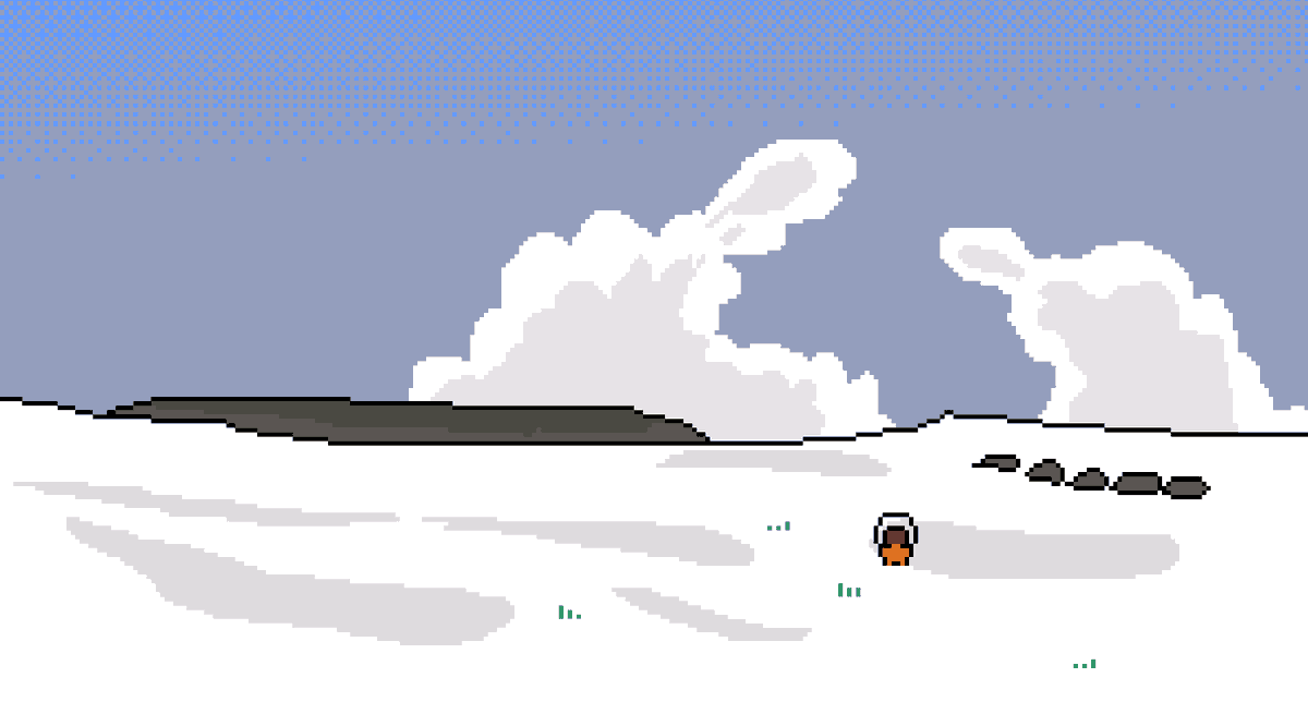 Space dude stranded on snow planet.