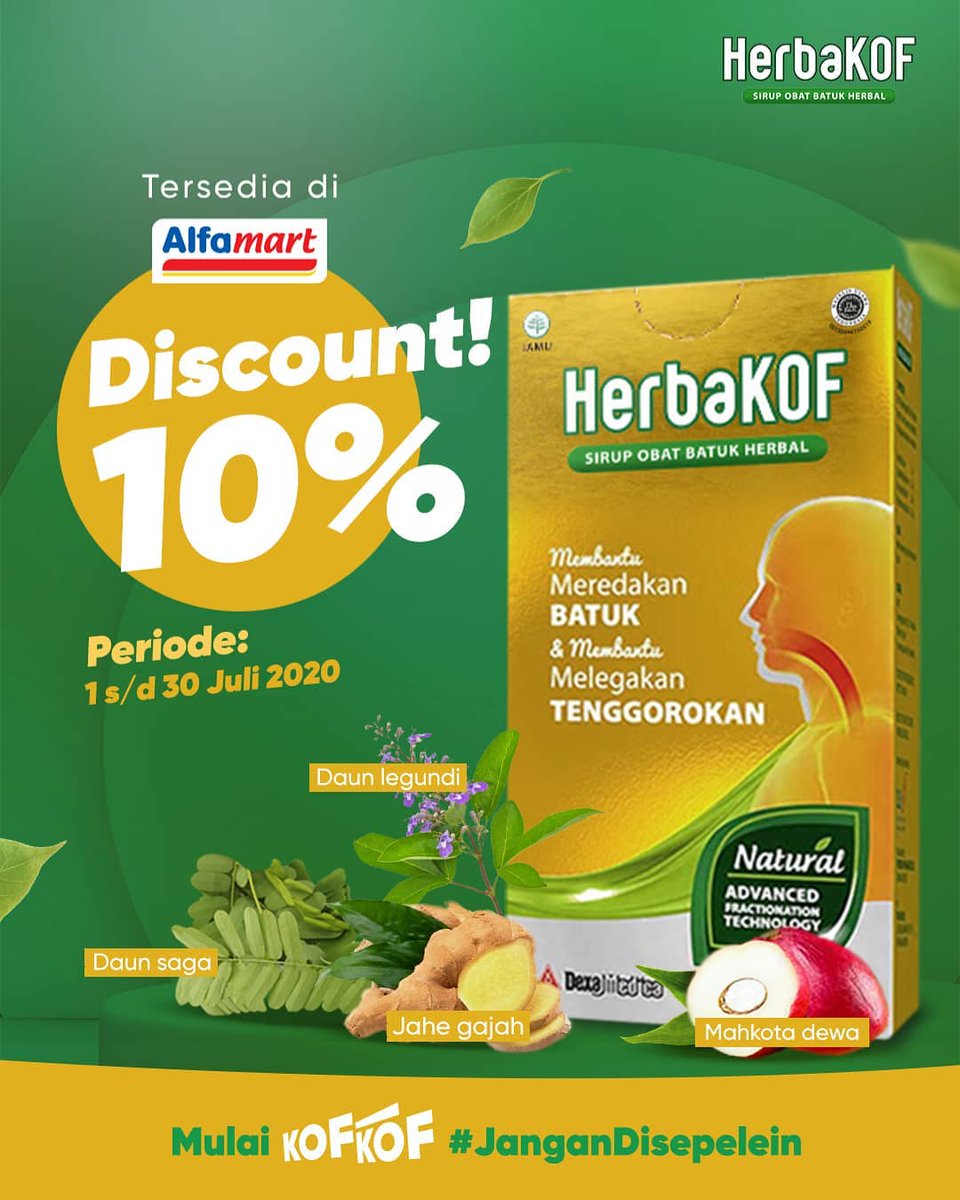 OMAIOfficial's tweet photo. Kalo ditanya knp kok Diskon 10%? Agar sowbat #OMAI tau khasiat dari Daun Legundi, Jahe Gajah, Daun Saga & Buah Mahkota Dewa yg difraksinasi jadi #HerbaKOF ๐, buat melegakan tenggorokan & nyembuhin batukmu. โฃ
โฃโฃ
#Herbal #HerbalMedicine #HerbalIndonesia #banggabuatanIndonesia https://t.co/5eEz94IuIn