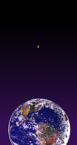 Screen grab from the FINAL MOMENTS of the astronaut game. Ascension stuff and all that. Choir music in the background. Angels and shit.