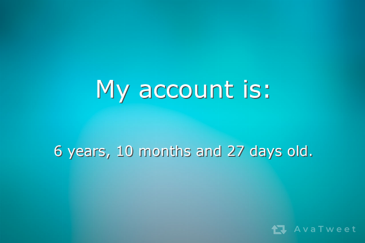 Rhymatack's tweet photo. My Twitter account is 6 years, 10 months and 27 days old. Check how old yours is at https://t.co/7GoEQ5Cuzl #AvaTweet #TwitterAge https://t.co/zbV2l5VjcB