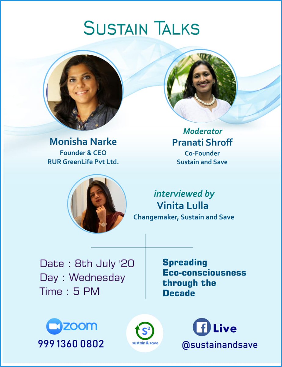 sustain_andsave's tweet photo. Join us live for an interesting interview session with Monisha Narke, the founder of RUR GreenLife Pvt. Ltd. 
Date and time : 8th July, 5 pm Registration Link : https://t.co/05znzLay0O Zoom link https://t.co/erkZGscphO https://t.co/PJzLKh345B