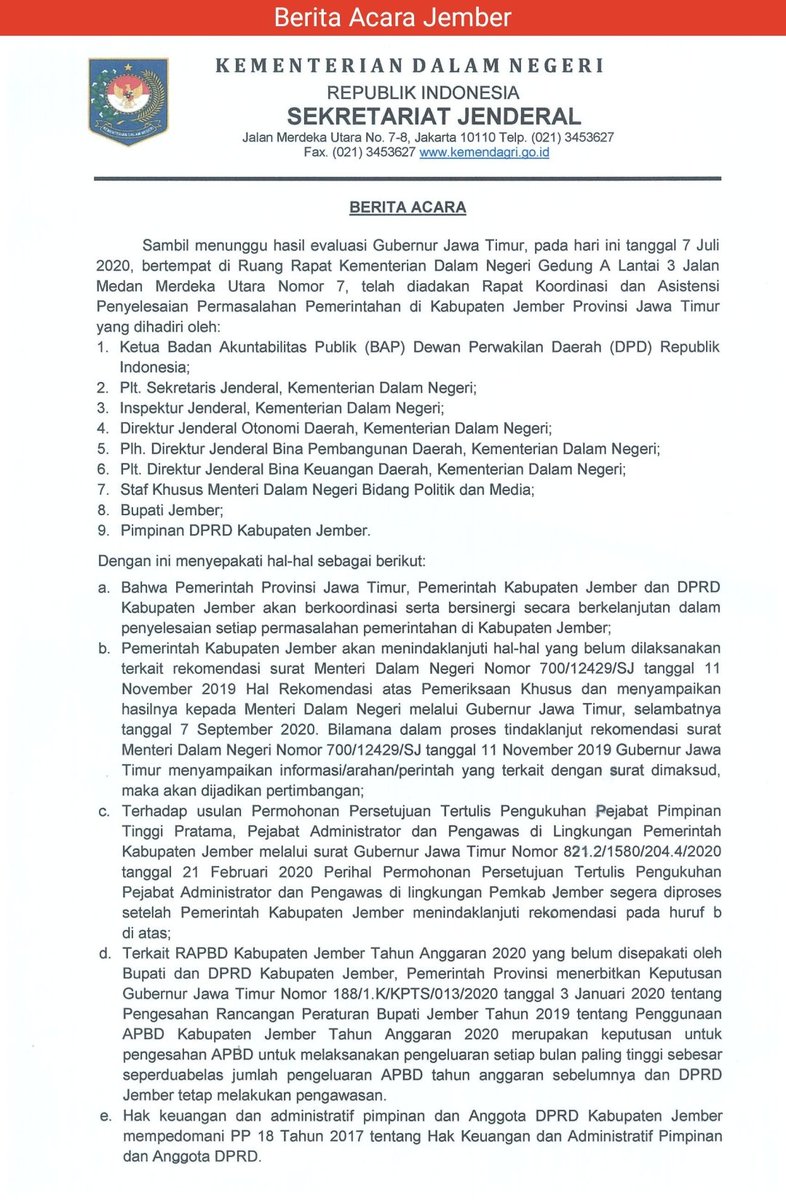JemberGo's tweet photo. Mediasi Bupati-DPRD. Pemkab Jember Dideadline Dua Bulan Tuntaskan Rekomendasi Mendagri - https://t.co/7EArkzrtz0 https://t.co/4ssHe1XZqR