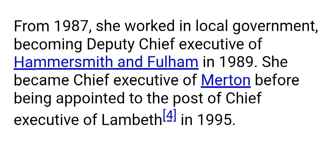 This thread will concentrate on Dame Heather Rabbatts (DBE), Chief Executive of Lambeth Council between 1995 and 2000.For more information on the Boatengs, I suggest following  @craftymuvva.