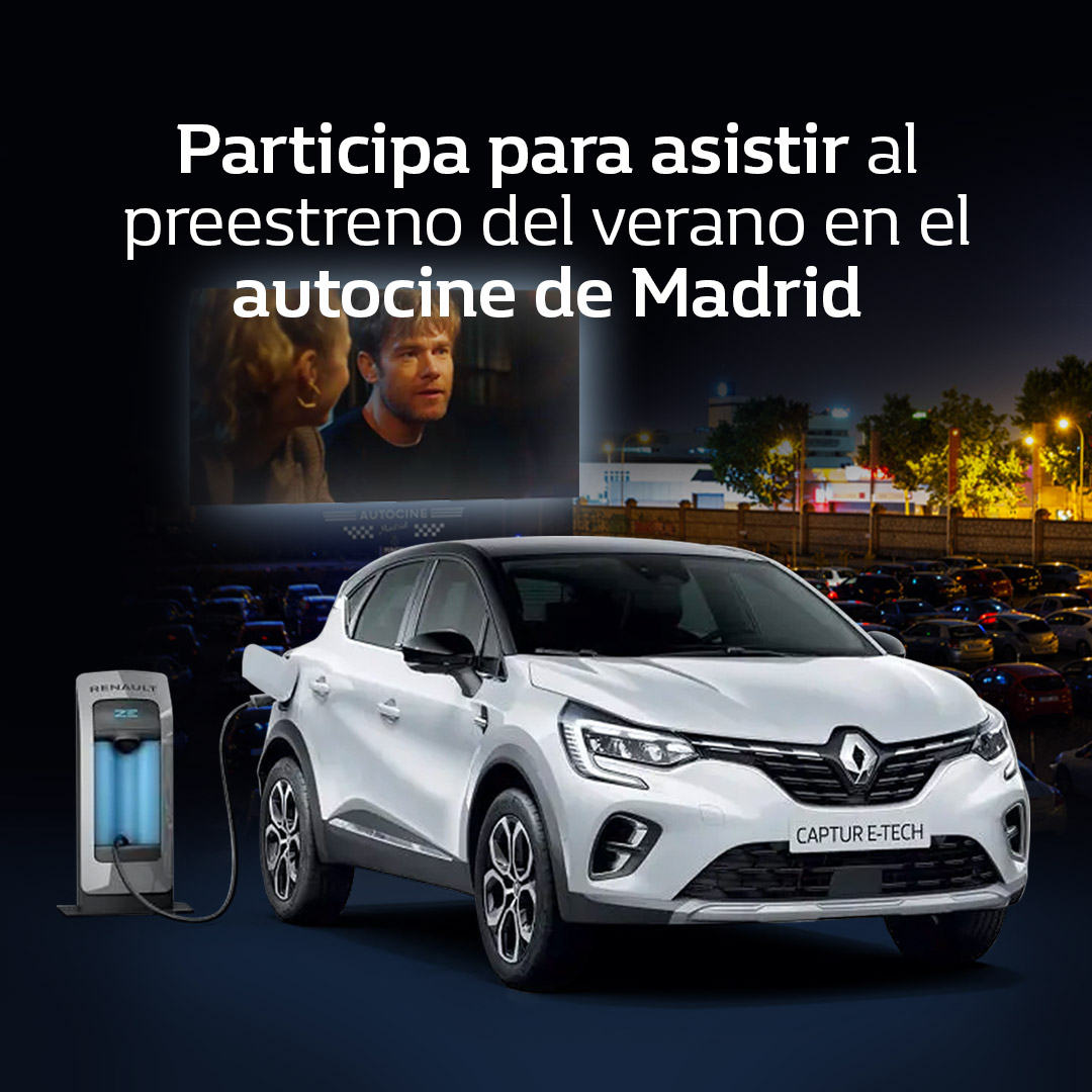 RenaultAutofer's tweet photo. Disfruta de un test drive de cine al volante de Nuevo Renault Captur Híbrido enchufable en el Autocine RACE.

1. Vive una noche de cine
2. Sin bajarte de Nuevo Renault Captur Híbrido enchufable
3. ¡Participa!

https://t.co/ZE0ymlk5hF https://t.co/pdXgd80lSH