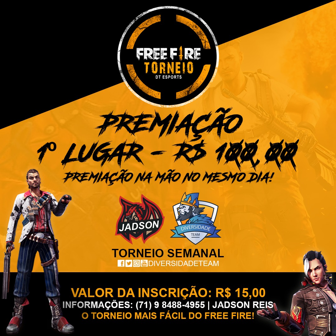 DiversidadeGG's tweet photo. Taxa de inscrição é de R$ 15,00 reais.
Premiação na mão no mesmo dia!

Mais informações entre em contato: (71) 98488-4955

#ff #freefire #garenafreefire https://t.co/XJfYevGAYW