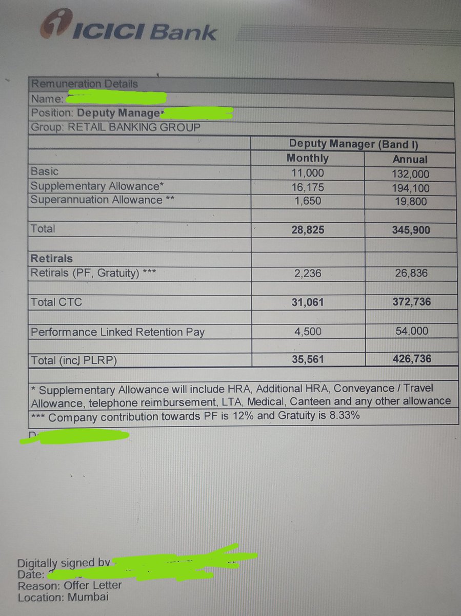 idesibanda's tweet photo. @Bk_shah1 It's just show off, they paying their Deputy manager equivalent to Peon of central Govt employee. Only Rs27K. 8% hike is on basic Rs.11,000 

It's peanuts from #ICICIBank https://t.co/pD7DUIvSpb