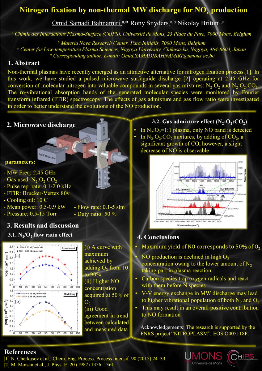OmidSB1990's tweet photo. I'm pleased to present my work on "Nitrogen fixation by non-thermal MW discharge for NOx production" at #AVSPosters2020. Feel free to ask me any questions. I would be happy to hear from you! #AVS_Plasma #AVS_Grad https://t.co/O8Am3jE89i