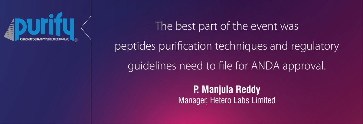 Purifyconclave's tweet photo. Industry Opines on #Purify 2019!

#chromatography
#chromatographypurification
#purifyconclave
#peptides 
#processchromatography 
#flashchromatography 
#DACcolumn 
#chiral
#scaleup 
#kilolabs
#biochromatography
#biopharmaceuticals
#biotechnology 
#hplc 
#APIs
#insulin https://t.co/G93lmVt5H8