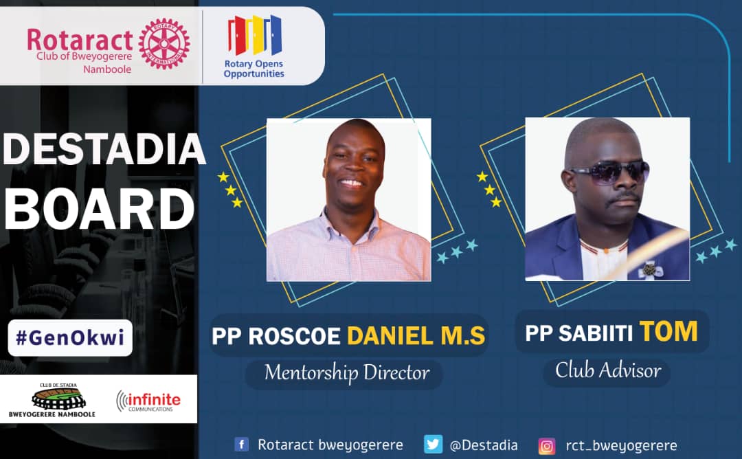 Destadia's tweet photo. PP Roscoe Daniel Makumbi Ssentamu @makumbirsc is our mentorship director and PP Sabiiti Tom @TomSabiiti is our club advisor.

#GenOkwi
#DestadiaFriday https://t.co/QWAjTYbTR7 https://t.co/0V32igHkS1