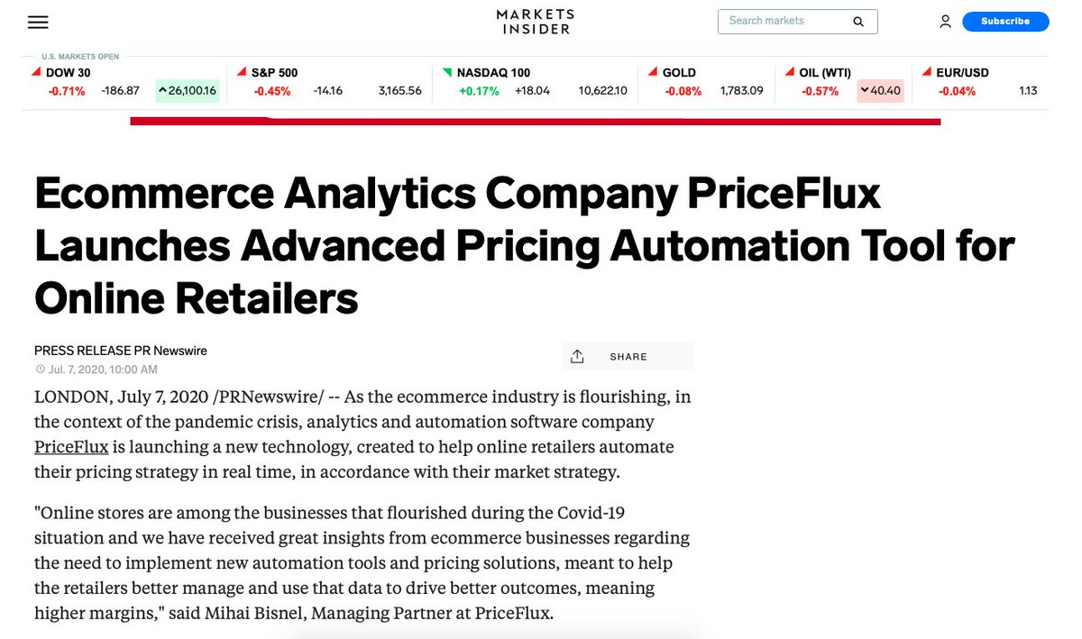 PriceFlux's tweet photo. We are happy to announce that we have launched the Dynamic Pricing Module! 
@PriceFlux now offers #ecommerce businesses the ability to automate their pricing strategy in real time, according with what is happening on the market. 
https://t.co/k7Qtc50ypq…
#Automation #Pricing https://t.co/UBBg5Kvkbj