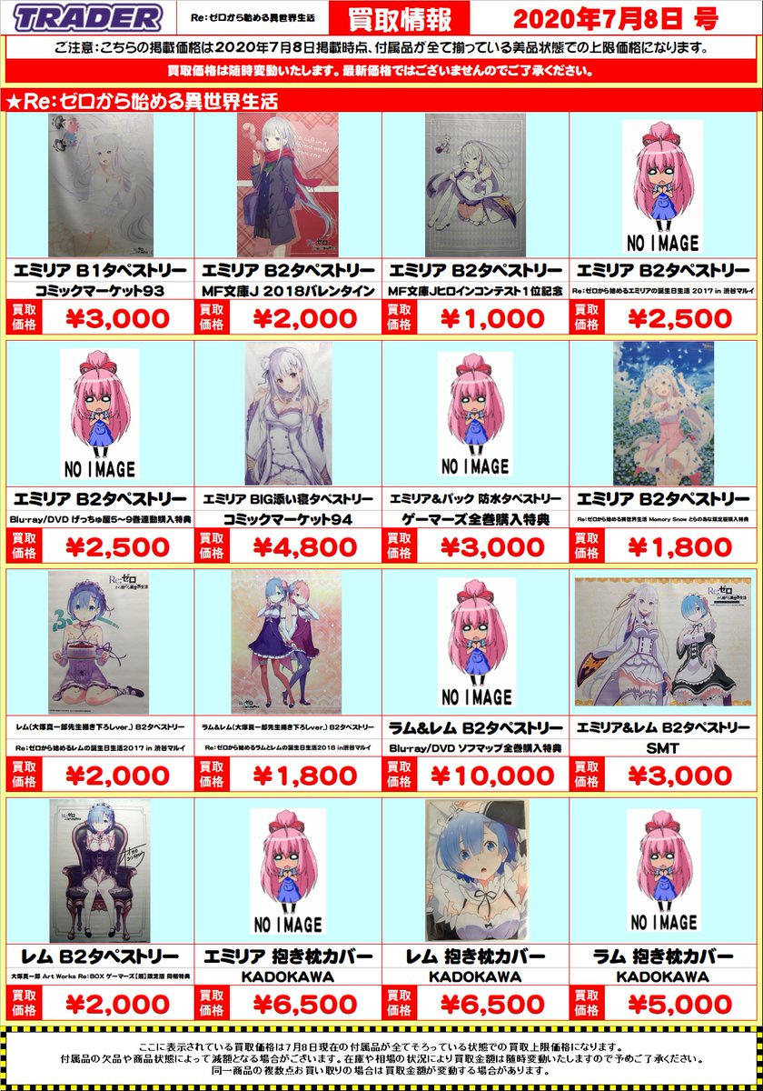 当店だけの限定 リゼロRe:ゼロから始める異世界生活 グッズ各種 今週最