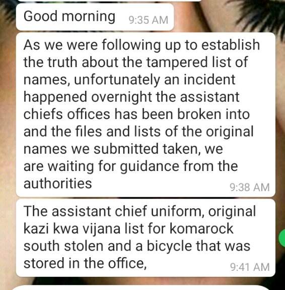 KomarockOf's tweet photo. Youth list of Komarock South miraculously gets lost... What is this surely if not PR stunts????
#kazimtaaniinitiative
#komarockward
#fightcorruption 
@EstherPassaris @citizentvkenya
@FredMatiangi @MikeSonko @KTNNewsKE @DCI_Kenya @ntvkenya @StateHouseKenya https://t.co/IDv0ROl5oT