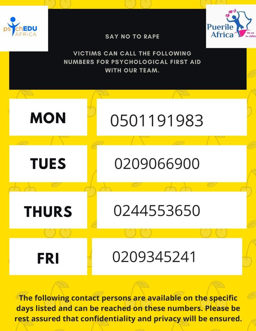 psychedu_af's tweet photo. If you know of any child who has suffered sexual abuse, they can reach the following trained persons on the numbers attached to this flyer. Please note that the people are available only on the specified days. https://t.co/7IUKOWc8z5