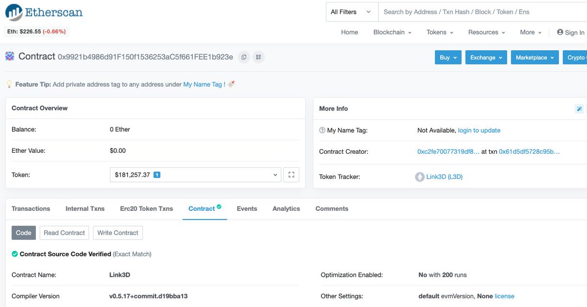 Link3dN's tweet photo. The #Link3D project is completely open source! Check out the contract https://t.co/ErSGUkqVjx on Etherscan and then come over to the contract exchange https://t.co/bUo0h2jhT0 #L3D #LinkFOMO #crypto #bitcoin #cryptocurrency $LINK #Chainlink #LINK https://t.co/IW3PrhMChn