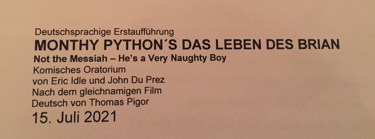 NiceBastard's tweet photo. Söder wird begeistert sein: Jeder (nur) ein Kreuz. „Das Leben des Brian“ nächsten Juli im #GPTheater. Eingedeutscht von @TPigor. (Wer begleitet?) https://t.co/stIskYySTt