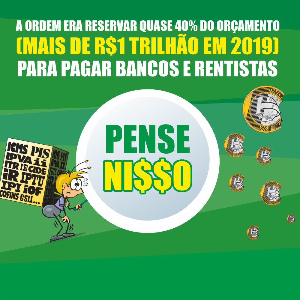 quantocustaobr's tweet photo. Quanto custa a saúde pra você? 
Reflita: antes da pandemia do Novo Coronavírus a União destinava apenas 0,33% do Orçamento para a Saúde Pública e quase 40% (mais de R$1 trilhão em 2019!) para pagar bancos e rentistas. https://t.co/tIwZEPvXaM