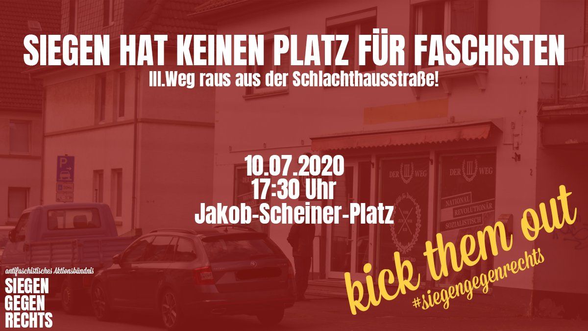 si_gegen_rechts's tweet photo. SAVE THE DATE - 10.07. -17:30 - Jakob-Scheiner-Platz
Gemeinsam zeigen wir dem ,,Dritten Weg" das in UNSER Stadt kein Platz für ihre menschenverachtende rassistische Ideologie ist. Stehen wir gemeinsam gegen die Nationalsozialistische Partei ,,Der III. Weg". #siegengegenrechts https://t.co/LP92d5Yh0S