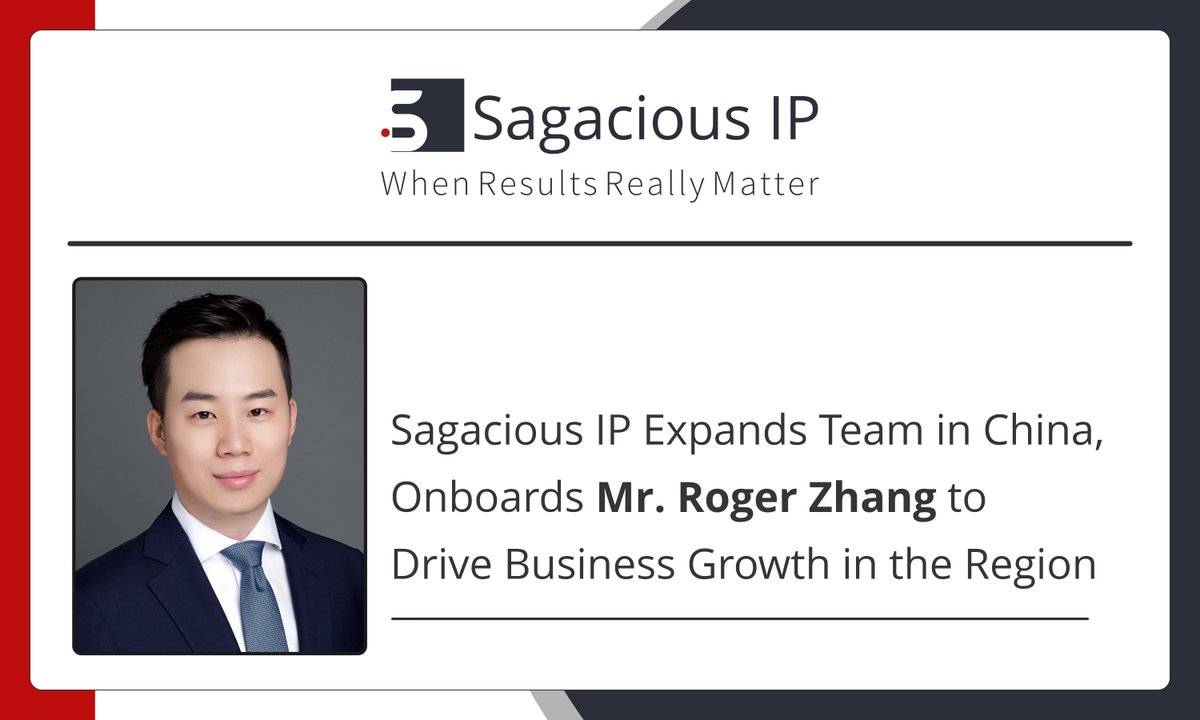 SagElevate's tweet photo. We are elated to announce that we have expanded our team operations in the Chinese Mainland by onboarding Mr. Roger Zhang, a Senior IP Professional. 

Read our press release: https://t.co/8Evtxm9H8v

#SagaciousIP #SagaciousIPChina #ManagementUpdate https://t.co/6UNeje3DjR