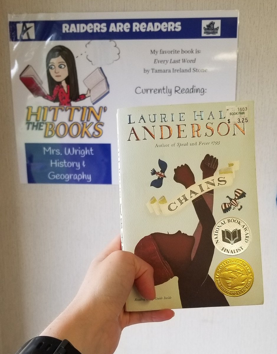 #read20in2020 update from my classroom! Finally getting back in my room to clean and start to prepare for whatever the fall brings. Chains aligned perfectly with the release of #Hamilton and has had me in quite the US History mode. Loved the factual background in this one!