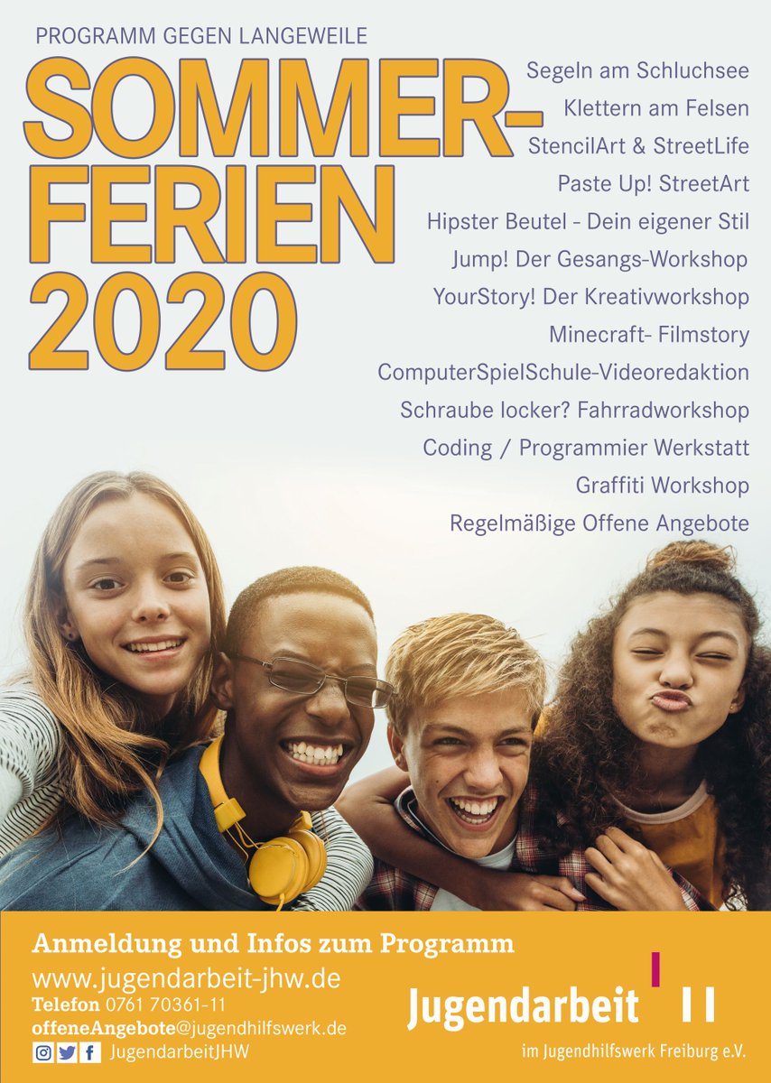 Unser Sommerferienprogramm 2020 ist nun online! Man kann sich jetzt anmelden :) 
jugendarbeit-jhw.de/unsere-angebot…