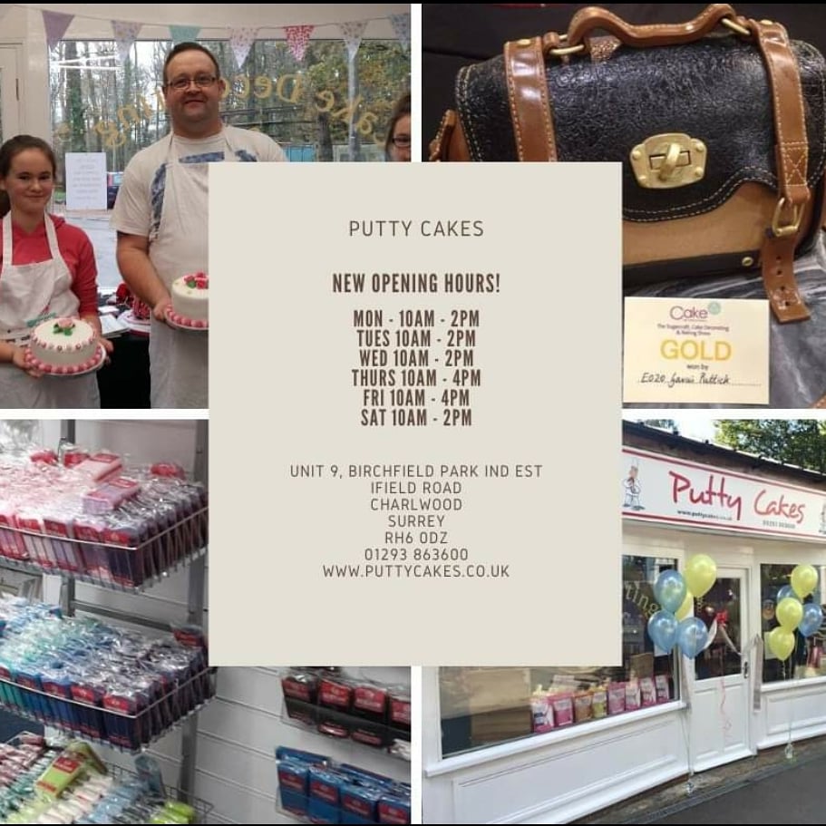 New opening hours at our CAKE shop in Charlwood Surrey near Gatwick. Cake decorating supplies,  classroom and bespoke celebration cakes. <a href="/xav_anderson/">Xav Anderson - Clockwork City</a> 
@mvdcbusiness
<a href="/MoleValleyChamb/">Mole Valley Chamber</a>
#supportlocal #supportsmallbusiness #supportlocal