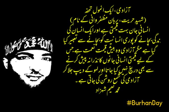 tipu6493's tweet photo. #BurhanDay
Freedom is a precious gift by the Allah Almighty. 
@UN @PTIofficial @ImranKhanPTI 
@A2ZWithAbdullah https://t.co/LoLmnjVeDC