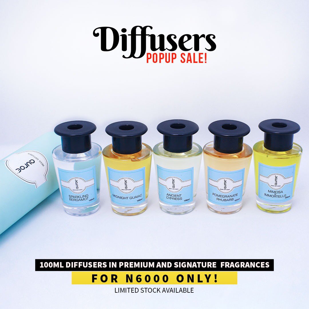 AuroeDiffusers's tweet photo. The Auroe Diffusers POP UP SALE is still on!!

Get 100ml of one of our signature fragrances at only N6000!!!

Hurry now while stocks last!

DM us on Instagram @auroediffusers 
Or Call/WhatsApp us on 0802 288 5350 to place your orders. https://t.co/22gFUWATOe