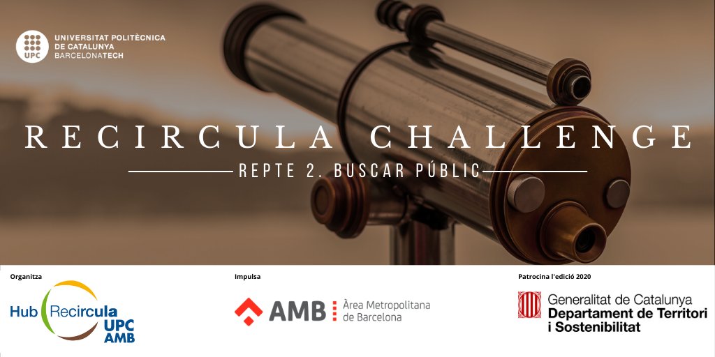 EEBE_UPC's tweet photo. S'inicia el 2n Repte de la final del #RecirculaChallenge2020 : Buscar públic per la Gala Final ‼️
#EEBE_UPC @sostAMB @UPCSostenible @mediambientcat https://t.co/nKUATVjI5N