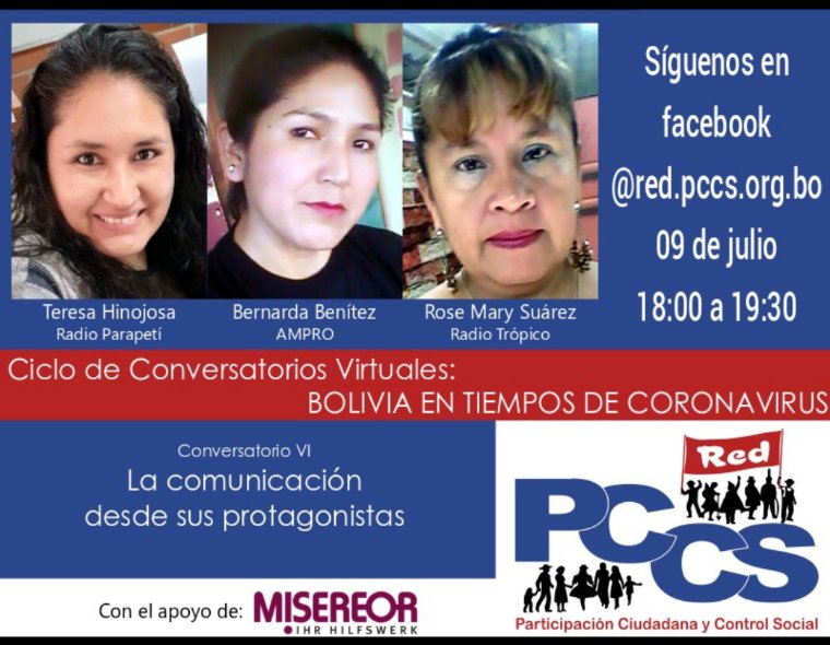 RedPCCS's tweet photo. El próximo jueves 9 de julio, conversaremos con las protagonistas de la Comunicación, en el marco del COVID 19. https://t.co/TMUC92im7E