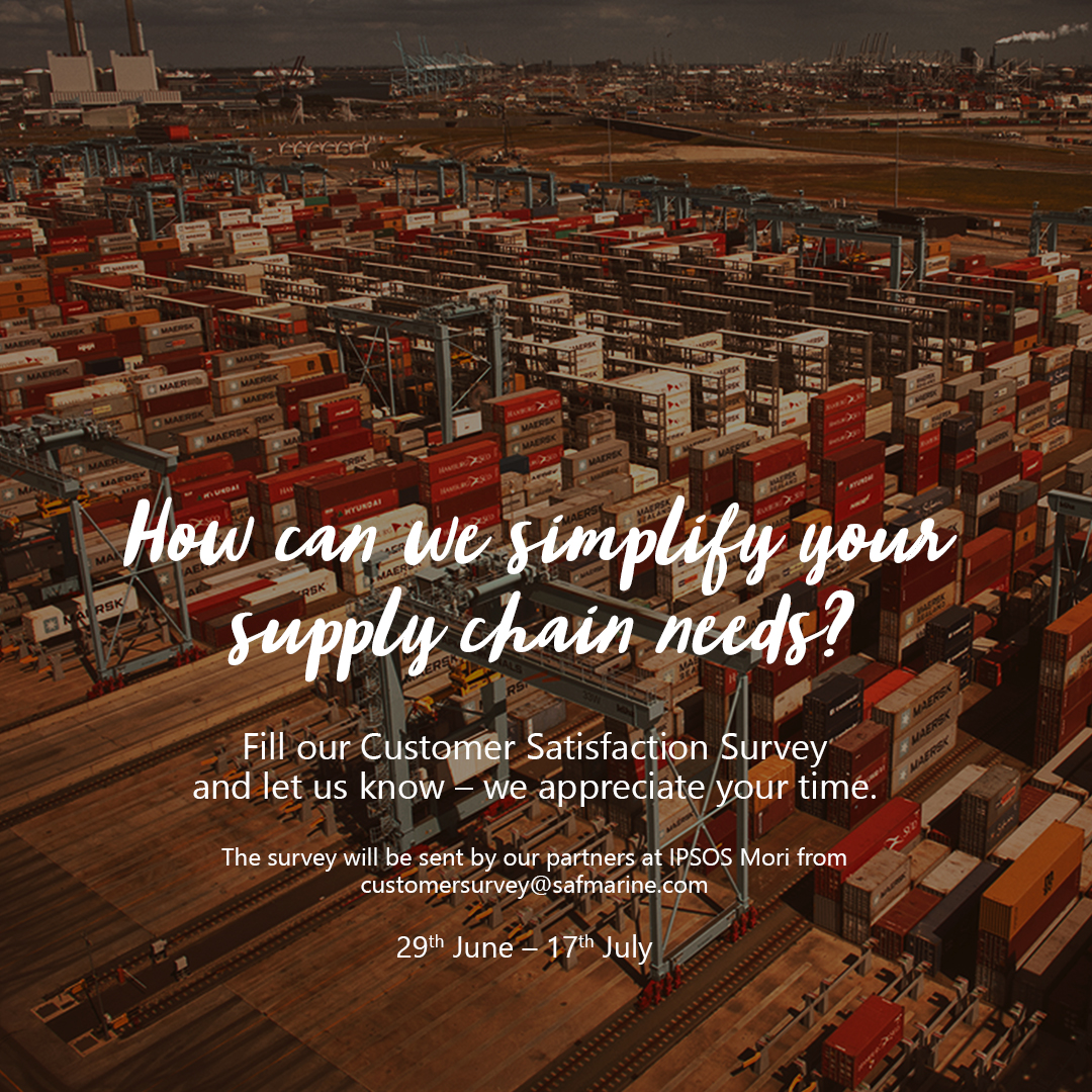 SafmarineNAM's tweet photo. How can we simplify your supply chain needs? Please fill up the email survey from Safmarine today. We appreciate your time. https://t.co/2n5kqB16em https://t.co/TRoqTS3UN9