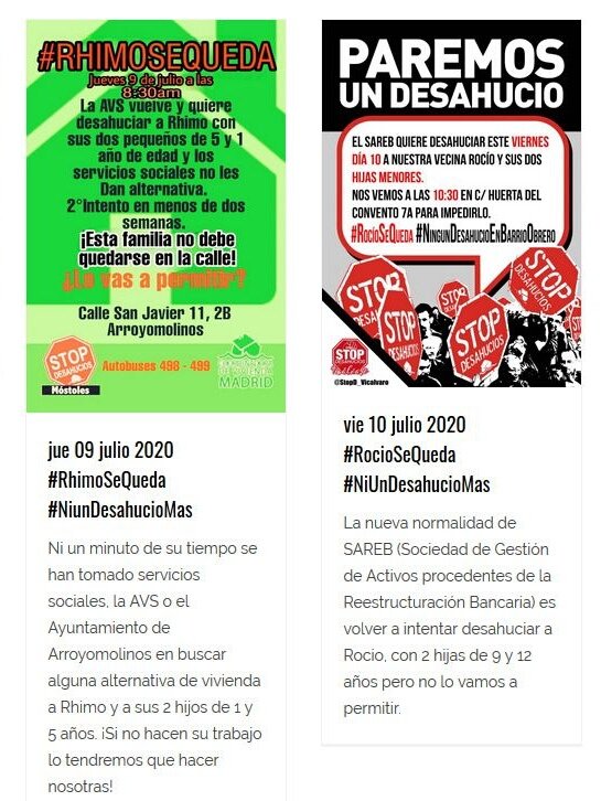 Esta semana ya se han parado 2 desahucios. Pero quedan otros 2 : mañana convocamos nosotras en #Arroyomolinos  #RhimoSeQueda  y el viernes  #RocíoSeQueda <a href="/StopD_Vicalvaro/">Stop Desahucios Vicálvaro</a>