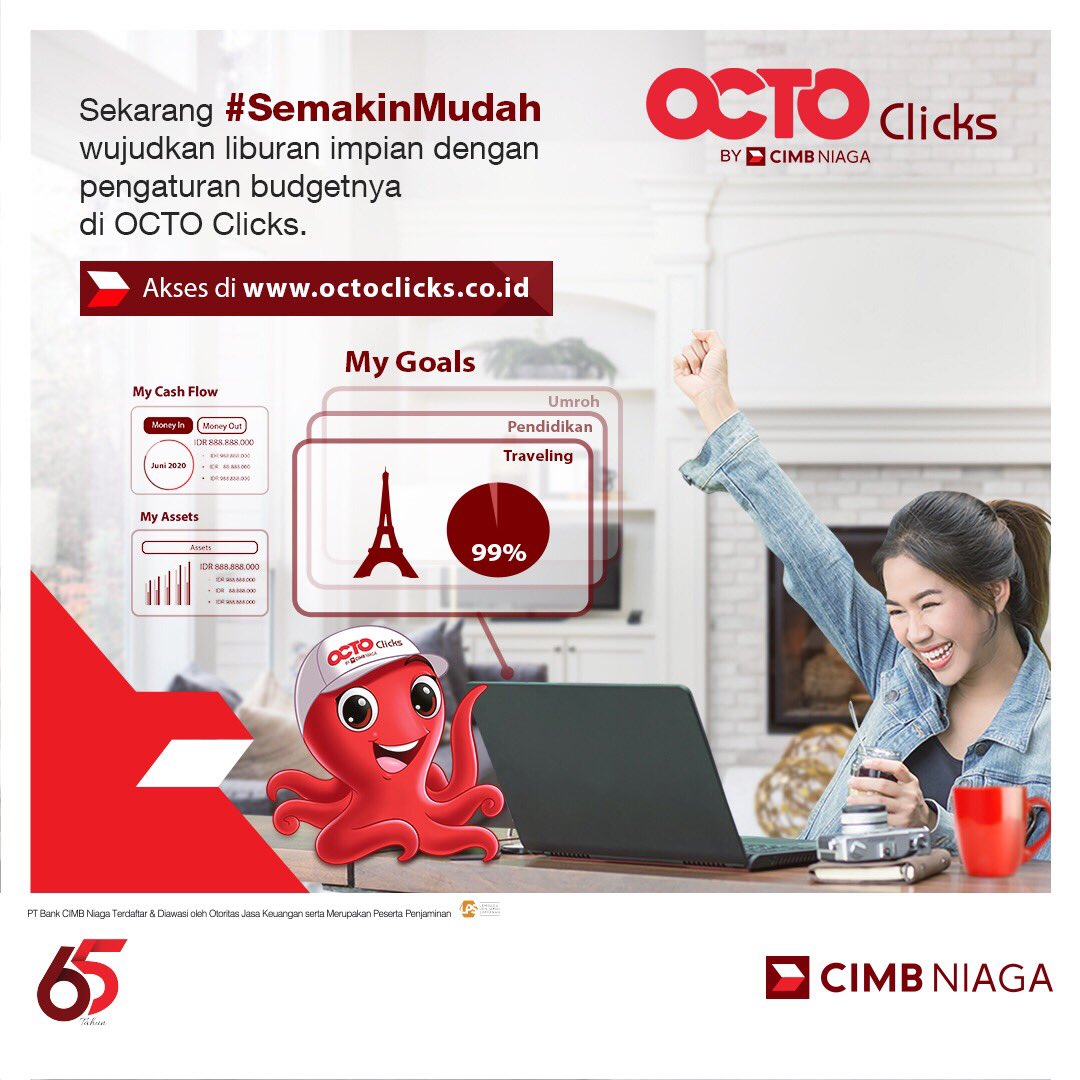 CIMBNiaga's tweet photo. Salah satu fitur dalam Financial Check Up yang paling baru adalah My Goals. Fitur ini bisa membuat kita #SemakinMudah mengatur keuangan demi mewujudkan impian. Ini adalah paket lengkap internet banking untuk mempermudah setiap aktivitas kita! Kunjungi saja https://t.co/R7CEir3xl1 https://t.co/FIzKL99Vfb