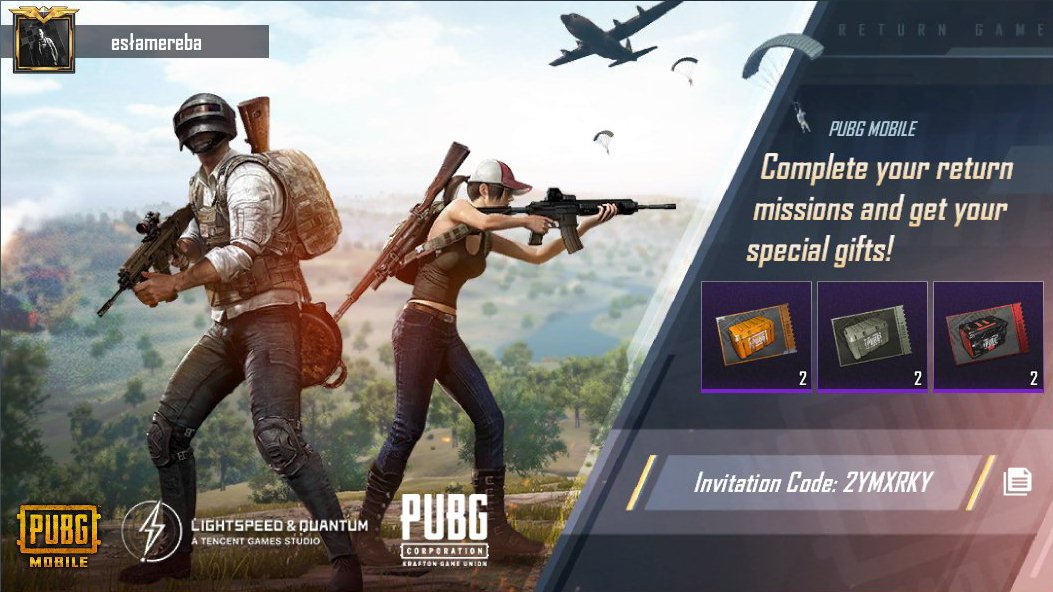 eslam_ereba's tweet photo. [PUBG Mobile] Complete your return missions and get your special gifts! Invitation Code: 2YMXRKY https://t.co/YuAuk9sJDh https://t.co/m8jimrX2Y1