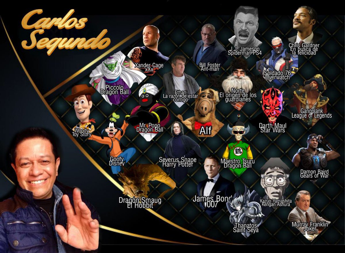 Carlhillos's tweet photo. Aquí algunos de mis personajes en mas de 40 años de carrera en doblaje. Cual es su favorito? Yo tengo mis preferidos! https://t.co/ZJmamQdYW4