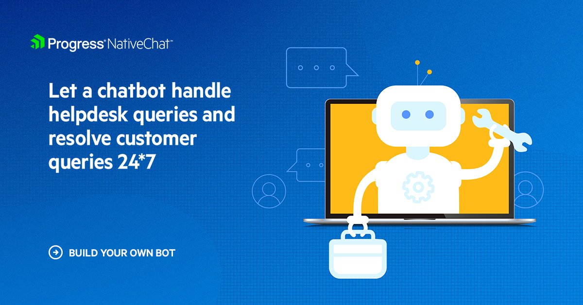 Kinvey's tweet photo. Improve your #support team success metrics. Let a #chatbot answer basic support queries and #FAQs, using conversational flow instantly in real time. 

#NativeChat can resolve more support tickets in less time.

Try it out: https://t.co/QxYeWEMX1q https://t.co/OzXJsn2rXi