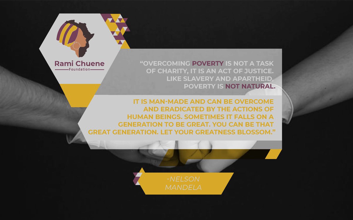 “Overcoming poverty is not a task of charity, it is an act of justice” 💛💜 
#DoGoodWhereYouAre 
#RamiChueneFoundation 
#RCF