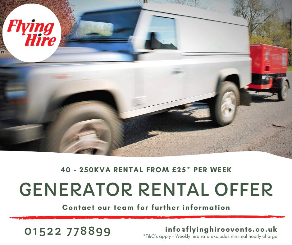 Flying Hire Ltd. has a wide range of generators to hire that are able to meet your individual needs.

#rentaloffer #generators #flyinghire