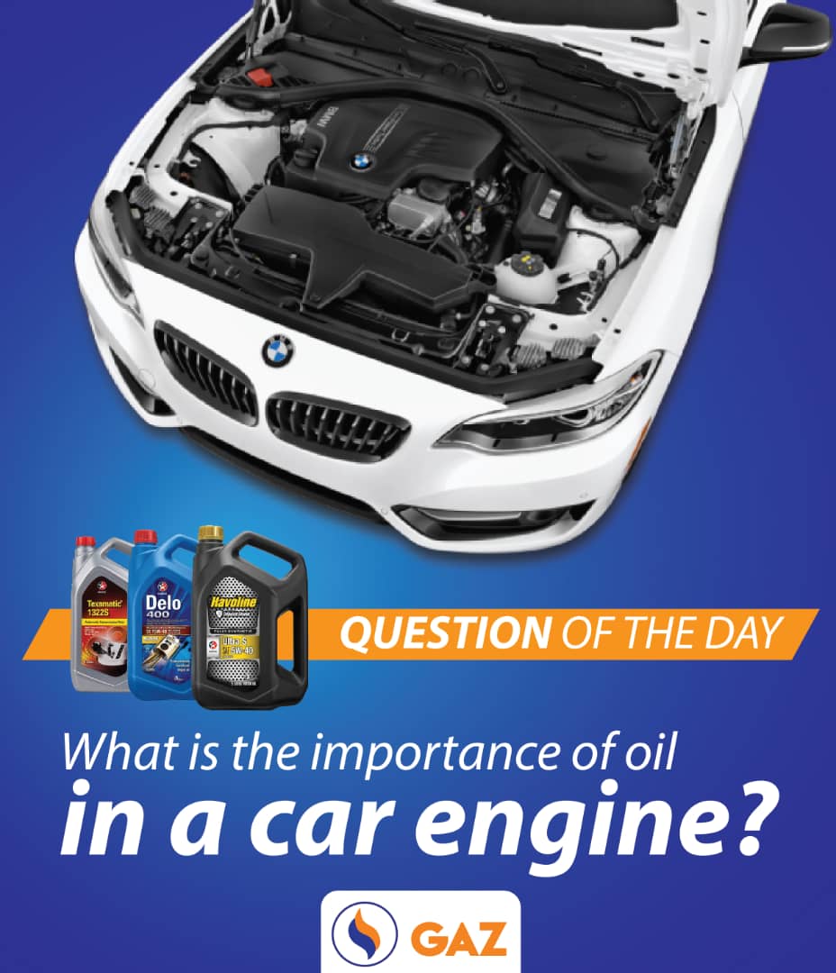 nileenergyltd's tweet photo. What do you think is the importance of oil in a car engine?
#GazQuestion #NileEnergy #GazCountrywide https://t.co/X3o5ZtCvGM