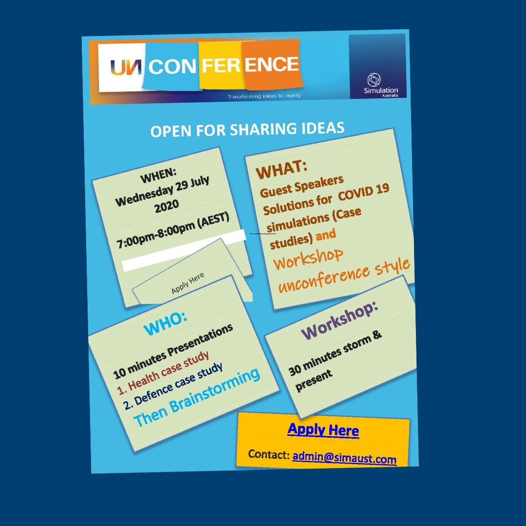 SimAustralasia's tweet image. Our next Unconference Series &quot;Open for Sharing Ideas&quot; gets started on Wednesday 29th July 

Register now ow.ly/kztb50Anz7t