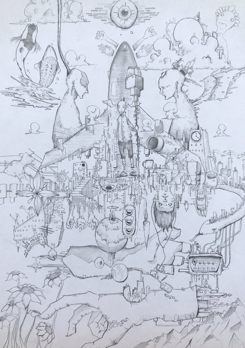 アナログで描きたくなってシャーペンでひたすらに描いたらいい絵ができた スシザワの漫画
