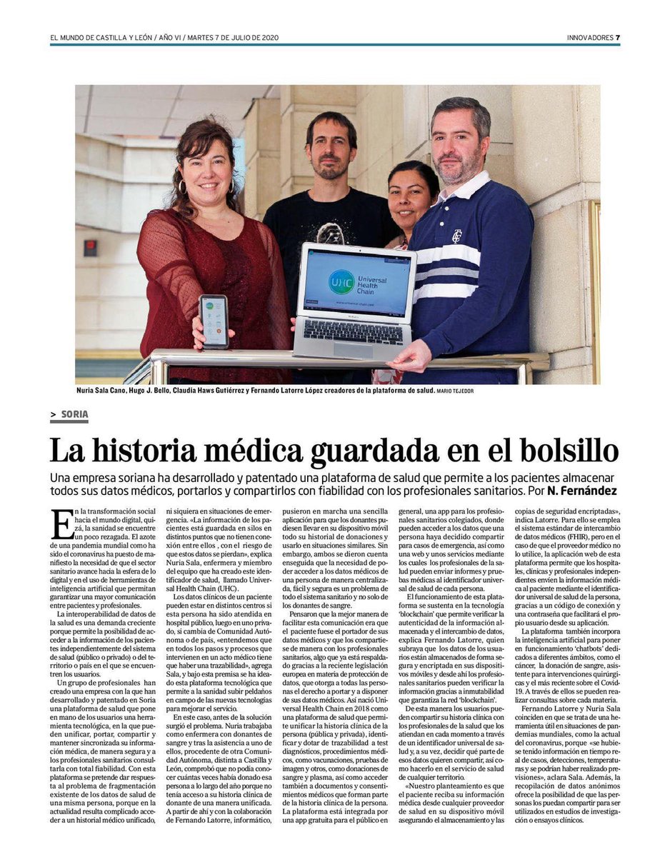 Orgullosa de estar consiguiéndolo gracias al gran equipo del que formo parte. Llevar toda tu historia clínica unificada contigo de una forma segura, independientemente del territorio o país en el que vivas, y de si tienes seguro de salud público, privado.