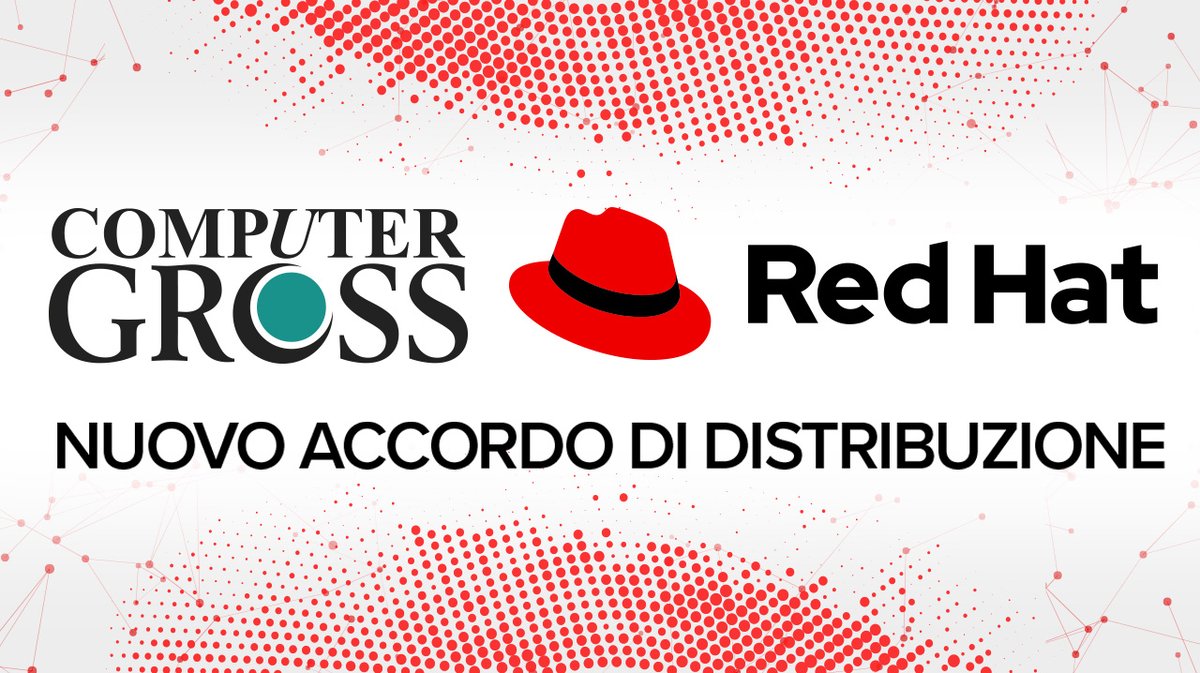 NUOVO ACCORDO DI DISTRIBUZIONE. Computer Gross &amp; <a href="/RedHatItaly/">Red Hat Italy</a>
, insieme per accelerare la trasformazione digitale al fianco dell’ecosistema dei Partner.

LEGGI COMUNICATO >> computergross.it/cgross/mail_gr…

#leadership #distribution #RedHat #ComputerGross <a href="/RedHat/">Red Hat</a>