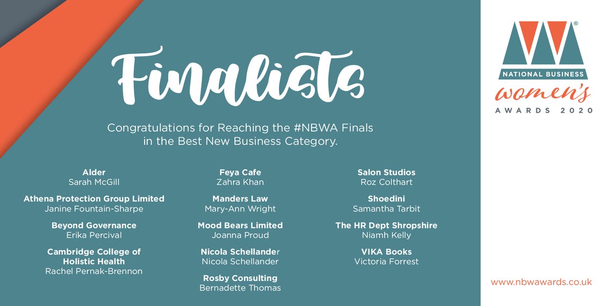 Congratulations to all of the finalists of the #NBWA 2020 "Best New Business" category! <a href="/manderslaw/">Manders Law</a> <a href="/NSProductDesign/">Nicola Schellander Lighting & Glass</a> <a href="/RosbyConsulting/">Rosby</a>