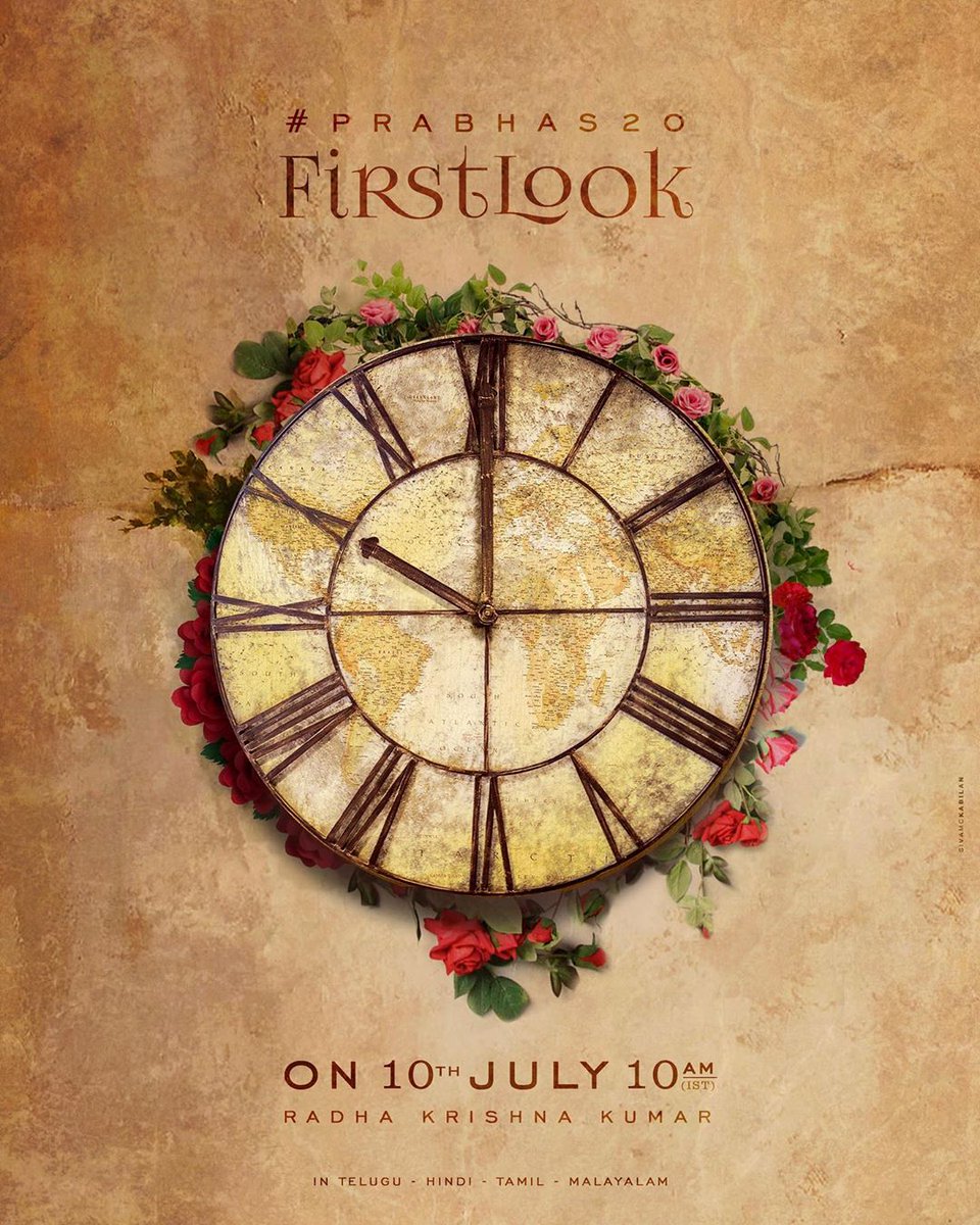 Finally 2 More Days Too Go🤟

#Prabhas20 Title &amp; First Look Will Be Announced On 10.07.2020 At 10AM🤩🥳✨

#Prabhas <a href="/hegdepooja/">Pooja Hegde</a> 
<a href="/director_radhaa/">Radhaa Krishna</a> <a href="/UVKrishnamRaju/">U.V.Krishnam Raju</a> <a href="/UV_Creations/">UV Creations</a> <a href="/TSeries/">T-Series</a>