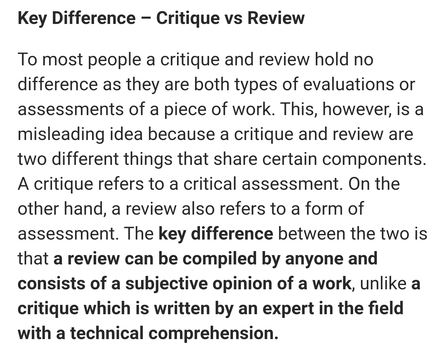 ✨ on X: 𝗖𝗥𝗜𝗧𝗜𝗤𝗨𝗘 𝗼𝗿 𝗥𝗘𝗩𝗜𝗘𝗪??? Know the difference between  the two before asking or offering someone an evaluation of their work. 😊 A  critique is usually done by PROFESSIONALS, while a