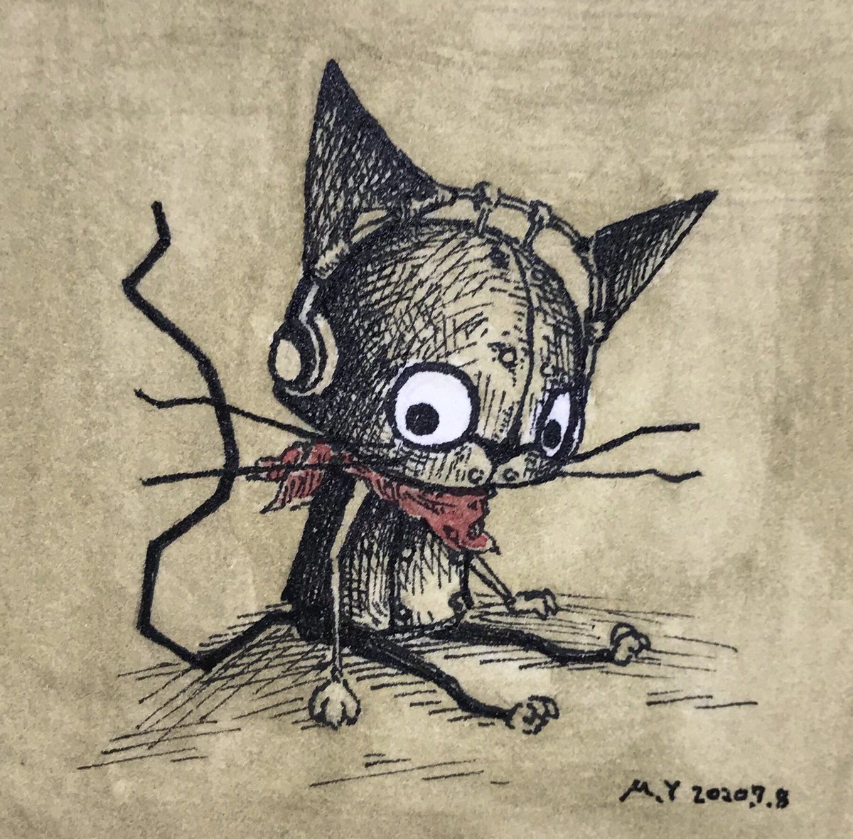 「黒猫
#ペン画 #水彩 #アナログイラスト 」|Masahiro Yamamotoのイラスト