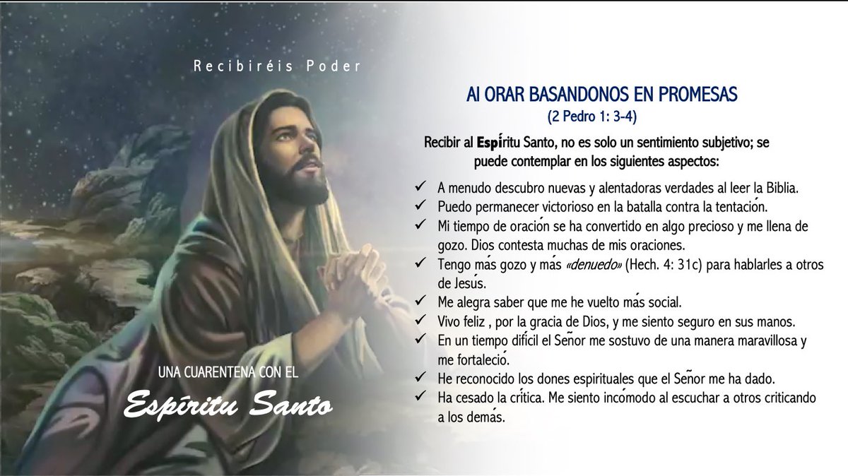 cesarterronesm's tweet photo. Día 35/
Pasar tiempo orando a diario por el Espíritu Santo basándonos en promesas bíblicas; notaremos un cambio silencioso en nuestras vidas. #RecibireisPoder https://t.co/MS4YkRQTkg