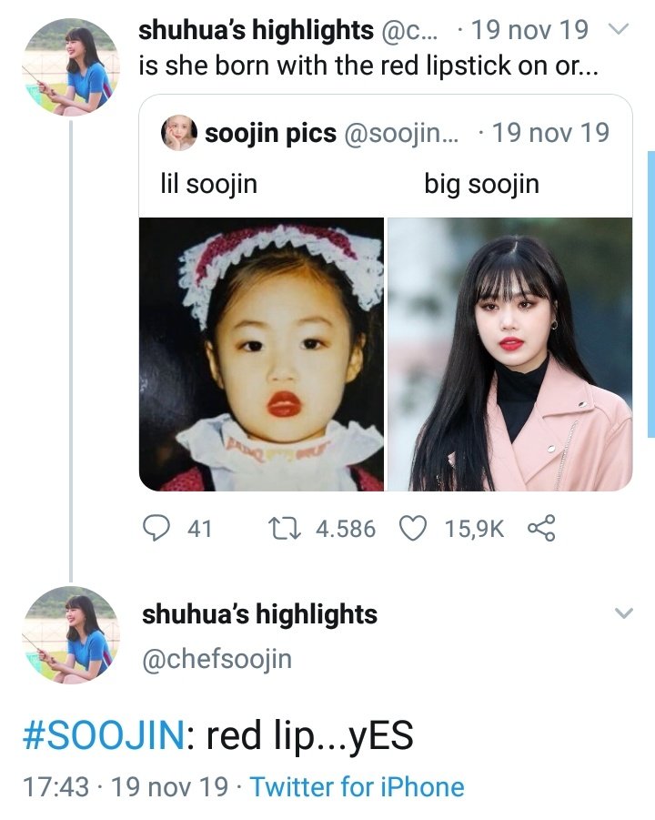 Soojin going viral for wearing red lipstick @G_I_DLE