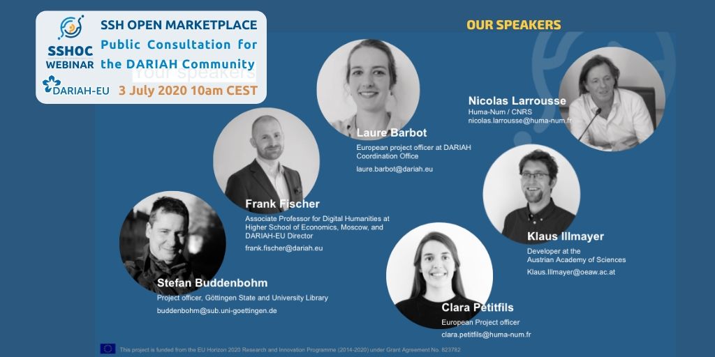SSHOpenCloud's tweet photo. Thanks to the speakers & attendees of our Public Consultation on the #SSHOpenMarket with @DARIAHeu Community!
Have you missed it?
Don't worry, recording & presentations are available on the #SSHOC website
https://t.co/QjzoL9OMhS https://t.co/VHOksBnnUV